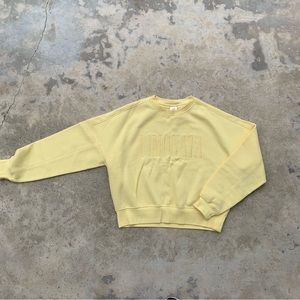 H&M Women Pastel Yellow Cropped Sweatshirt